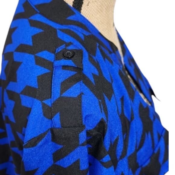 Calvin Klein blue and black Buffalo plaid button down Military shirt plus sz 0X - Picture 5 of 7